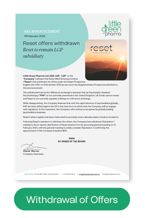 Withdrawal of Reset Offers